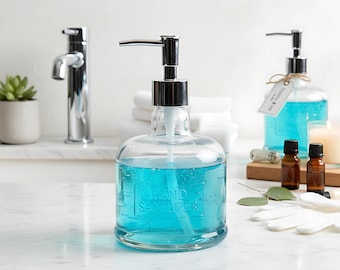 Glass Soap Dispenser: Oil Rubbed Bronze Pump, 18 oz Bathroom Decor