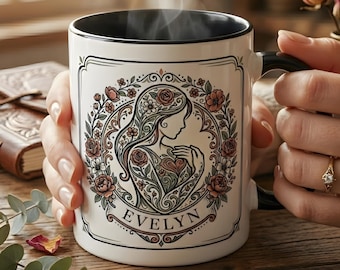 Personalized Floral Silhouette Mug | Boho Mother's Day Coffee Cup