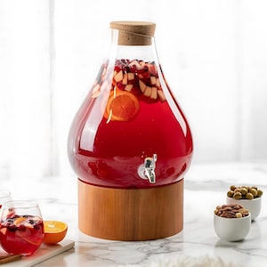Elegant Home Hammered Glass Ice Cold Beverage Drink Dispenser - 2.7 Gallon, With Glass Lid And Antique Metal Stand, 100% Leak Proof Spigot- Wide Mouth Easy Filling For Outdoor, Parties