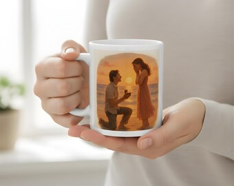 Personalized Beach Proposal Mug, Engagement Gift for Couple