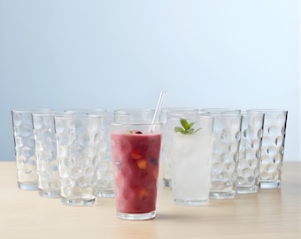Galaxy Textured Drinking Glasses Set of 10 - Durable Hi-Ball Tumblers, 17 oz Cooler Glassware