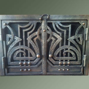 Rejilla para chimenea de forja de estilo Art Nouveau. Rejilla para chimenea. Hecha a mano por encargo.