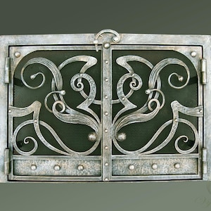 Rejilla para chimenea de forja de estilo Art Nouveau. Rejilla para chimenea. Hecha a mano por encargo.
