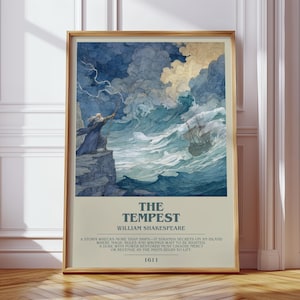 The Tempest by William Shakespeare Modern Book Print Poster, Classic Literature Literary Art, Reader Gift, Bookshelf Decor