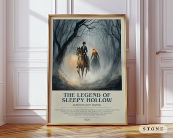 The Legend Of Sleepy Hollow by Washington Irving Modern Book Print Poster, Classic Literature Literary Art, Reader Gift, Bookshelf Decor