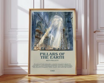 Les piliers de la terre de Ken Follett | Affiche de livre | Cadeau d'art littéraire pour amoureux des livres | Art mural inspiré d'un roman | Livraison gratuite