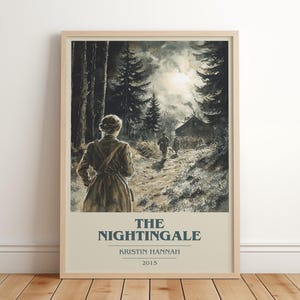 The Nightingale by Kristin Hannah Modern Minimalist Poster, Historical Fiction Book Art, Bookish Gift, Reading Nook Print image 1