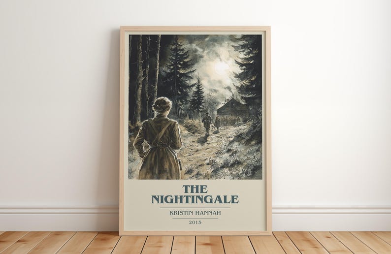 The Nightingale by Kristin Hannah Modern Minimalist Poster, Historical Fiction Book Art, Bookish Gift, Reading Nook Print image 1