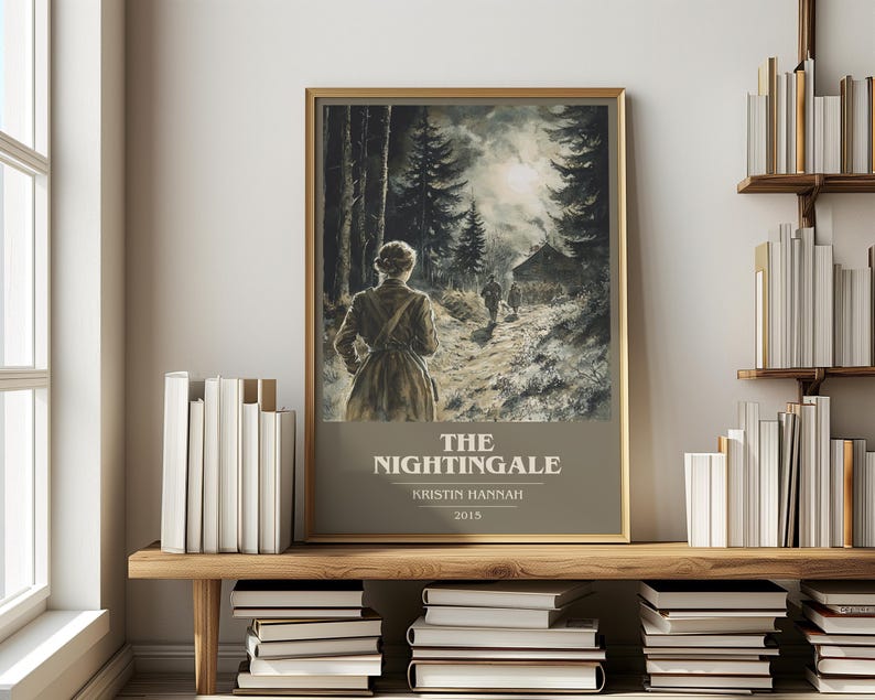 The Nightingale by Kristin Hannah Modern Minimalist Poster, Historical Fiction Book Art, Bookish Gift, Reading Nook Print image 6