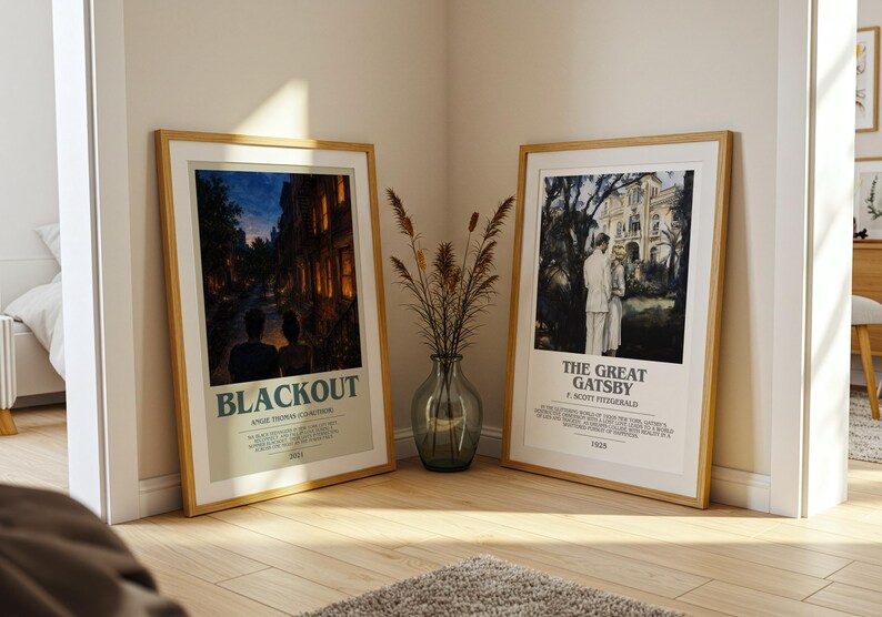 Blackout bookish poster paired in gallery wall – literary art prints