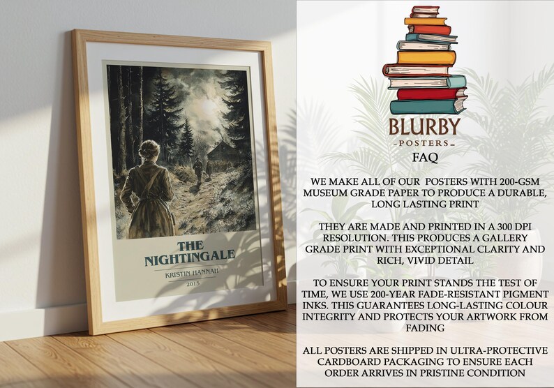 The Nightingale by Kristin Hannah Modern Minimalist Poster, Historical Fiction Book Art, Bookish Gift, Reading Nook Print image 11