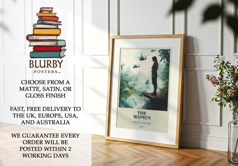 The Women by Kristin Hannah Modern Minimalist Poster, Historical Fiction Book Art, Bookish Gift, Reading Nook Print image 10