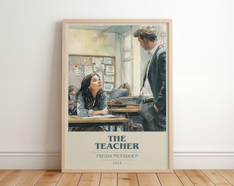 The Teacher by Freida McFadden Modern Minimalist Poster, Thriller Book Art, Bookish Gift, Reading Nook Print