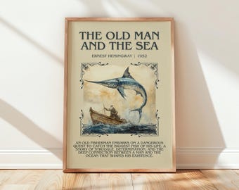 The Old Man And The Sea by Ernest Hemingway | Book Poster | Literary Art Gift For Book Lover | Novel Inspired Wall Art | Free Delivery