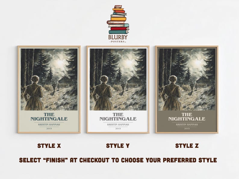 The Nightingale by Kristin Hannah Modern Minimalist Poster, Historical Fiction Book Art, Bookish Gift, Reading Nook Print image 2
