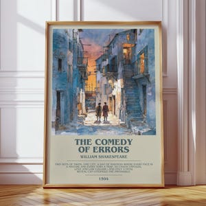 The Comedy of Errors by William Shakespeare Modern Book Print Poster, Classic Literature Literary Art, Reader Gift, Bookshelf Decor