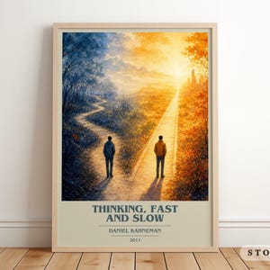 Thinking, fast and slow by Daniel Kahneman Modern Minimalist Poster, Non-Fiction Book Art, Bookish Gift, Reading Nook Print