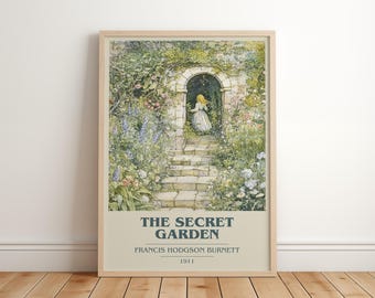 The Secret Garden by Frances Hodgson Burnett Modern Minimalist Poster, Children's Book Art, Bookish Gift, Reading Nook Print