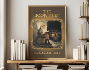 El ladrón de Markus Zusak / Póster del libro / Regalo de arte literario para amantes de los libros / Arte de pared inspirado en la novela / Envío gratuito