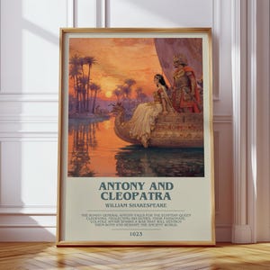 ウィリアム・シェイクスピア作『アントニーとクレオパトラ』現代版プリントポスター、古典文学アート、読書好きへのギフト、本棚の装飾