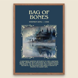Bag Of Bones by Stephen King Descriptive Poster Print.Free Delivery Wall Art Author&Blurb Book Artwork Novel Poster Minimalist