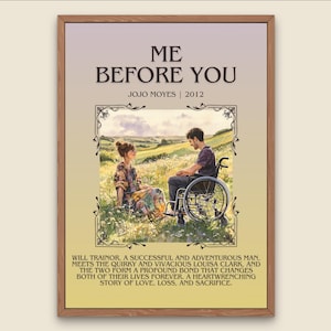 Me Before You by Jojo Moyes Descriptive, High Quality Poster Print. Free Delivery Wall Art. Author and Blurb Book/Novel Artwork