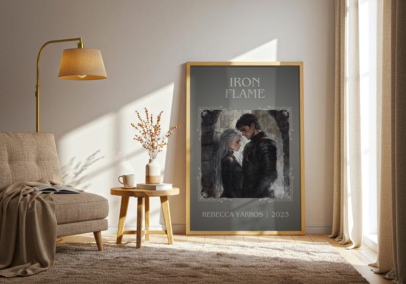 Iron Flame by Rebecca Yarros Minimalist Print, Fantasy Book Wall Art, Bookish Gift, Reading Nook Poster image 2