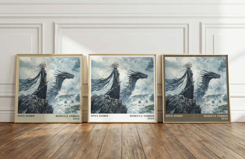 Onyx Storm by Rebecca Yarros Square Book Print, Fantasy Literary Wall Art, Reader Gift, Reading Nook Poster image 3