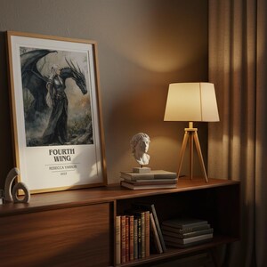 Póster minimalista moderno de Fourth Wing de Rebecca Yarros, arte de libros de fantasía, regalo para amantes de los libros, lámina para rincón de lectura. imagen 5