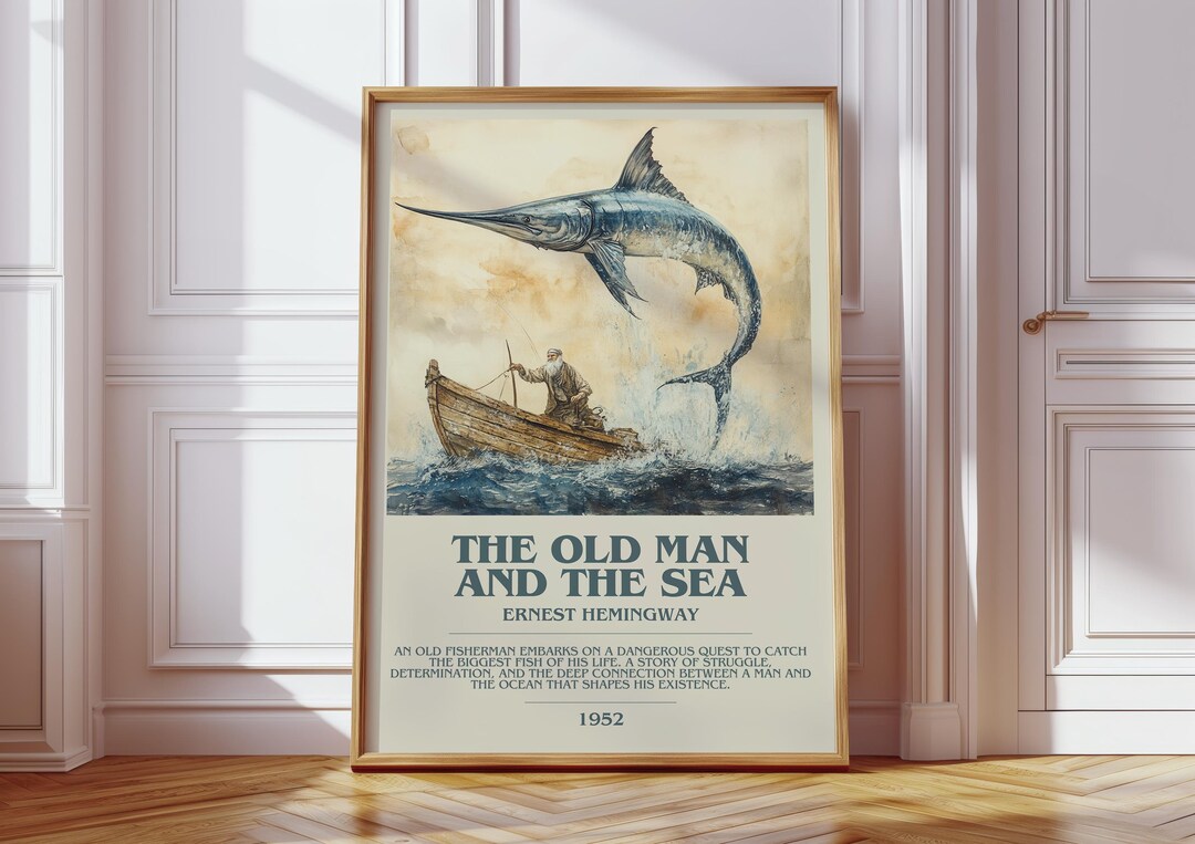 The Old Man and the Sea by Ernest Hemingway Modern Book Print Poster ...