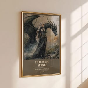 Póster minimalista moderno de Fourth Wing de Rebecca Yarros, arte de libros de fantasía, regalo para amantes de los libros, lámina para rincón de lectura. imagen 4
