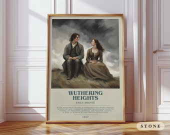 Póster moderno de Cumbres Borrascosas de Emily Brontë, arte literario gótico, regalo para lectores, decoración para estanterías.