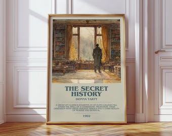 The Secret History by Donna Tartt Modern Book Print Poster, Literary Fiction Literary Art, Reader Gift, Bookshelf Decor