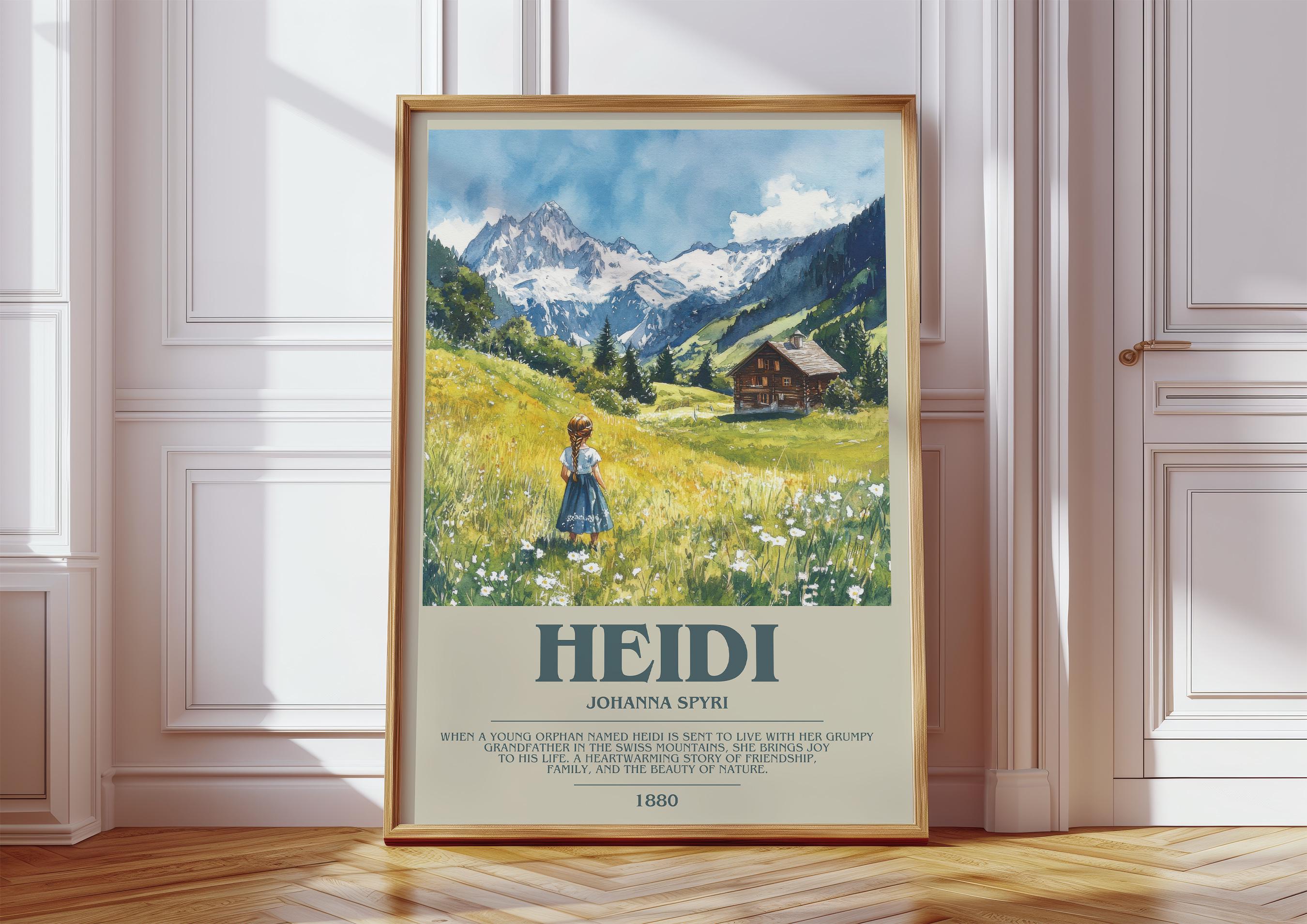 Heidi by Johanna Spyri Modern Book Print Poster, Children's