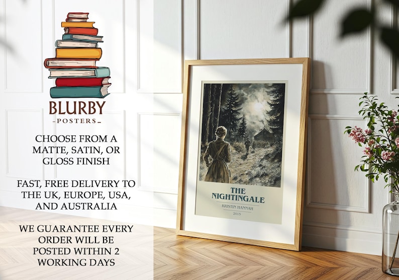 The Nightingale by Kristin Hannah Modern Minimalist Poster, Historical Fiction Book Art, Bookish Gift, Reading Nook Print image 10