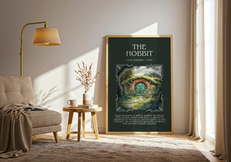 The Hobbit by J.R.R. Tolkien Book Poster Literary Art Gift