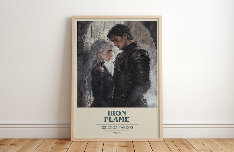 Iron Flame by Rebecca Yarros Modern Minimalist Poster, Fantasy Book Art, Bookish Gift, Reading Nook Print image 1