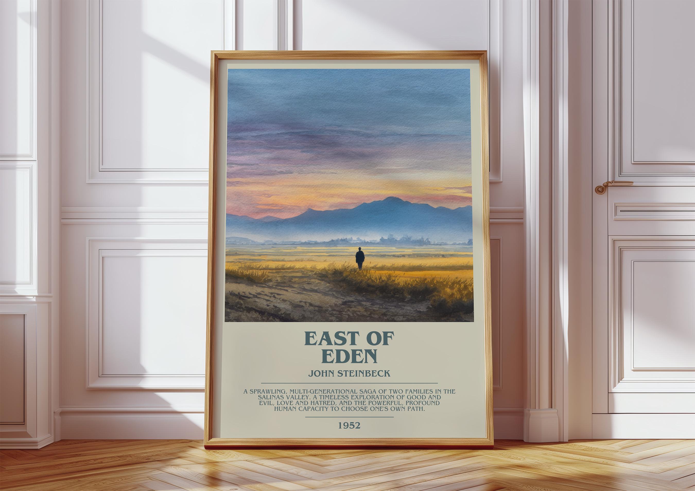 East Of Eden 直筆サイン入りポスター　海外公演 East of Eden by John Steinbeck Modern Book Print Poster, Classic