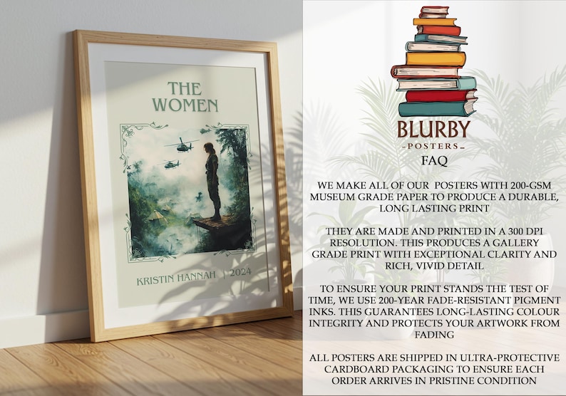 The Women by Kristin Hannah Minimalist Print, Historical Fiction Book Wall Art, Bookish Gift, Reading Nook Poster image 10