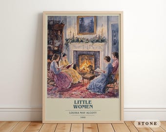 Pôster minimalista moderno de "Mulherzinhas", de Louisa May Alcott, arte inspirada em livros clássicos da literatura, presente para amantes de livros, impressão para cantinho de leitura.