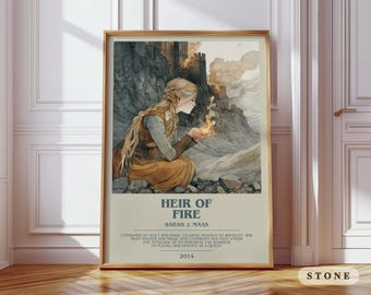 Heir of Fire by Sarah J. Maas Modern Book Print Poster, Young Adult Literary Art, Reader Gift, Bookshelf Decor