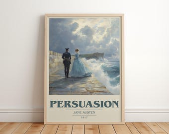 Póster moderno minimalista de Persuasión de Jane Austen, arte literario clásico, regalo para amantes de los libros, lámina para rincón de lectura.