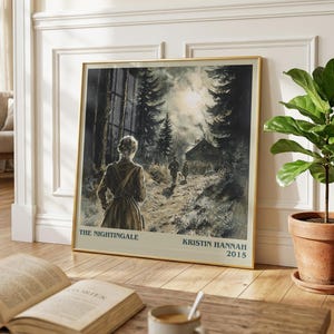 Lámina decorativa cuadrada de «El ruiseñor» de Kristin Hannah, arte mural literario de ficción histórica, regalo para lectores, póster para rincón de lectura. imagen 6