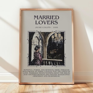 Amanti sposati di Jackie Collins / Poster del libro / Regalo d&#39;arte letteraria per amanti dei libri / Arte murale ispirata al romanzo / Consegna gratuita