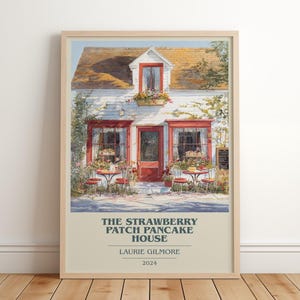 The Strawberry Patch Pancake House von Laurie Gilmore Modernes minimalistisches Poster, Romanze Buchkunst, Bücherwurm Geschenk, Leseecke Print