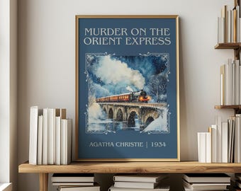 Murder On The Orient Express by Agatha Christie Minimalist Print, Mystery Book Wall Art, Bookish Gift, Reading Nook Poster