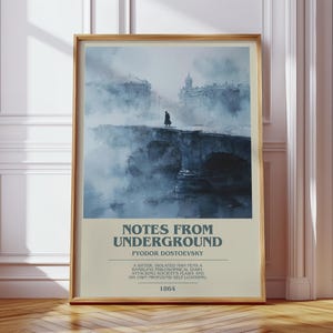 Notes From Underground by Fyodor Dostoyevsky Modern Book Print Poster, Philosophy Literary Art, Reader Gift, Bookshelf Decor