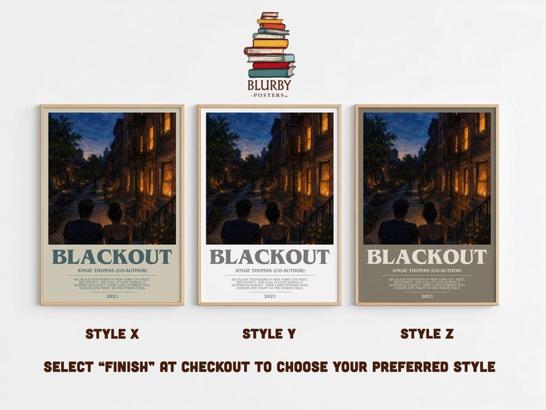 Blackout bookish print in frame leaning in hallway – young adult wall art