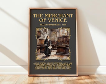 The Merchant of Venice by William Shakespeare Book Poster, Classic Literature Literary Wall Art, Bookish Gift, Reading Nook Print