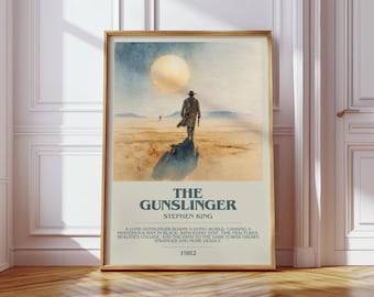 The Gunslinger by Stephen King Modern Book Print Poster, Fantasy Literary Art, Reader Gift, Bookshelf Decor